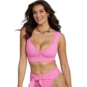 Liberty & Justice Women's The Chioma Pink Twist Front Bikini Swimwear Top Size